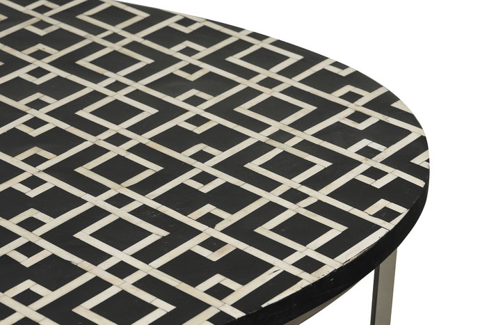 DKD Home Decor Mesa de Centro Bone 23 con Taracea