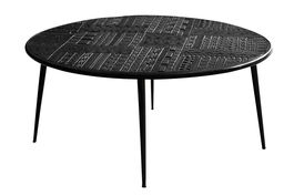 Giner y Colomer Mesa de Café Madera de Mango y Patas de Metal Nogal Oscuro 70 cm