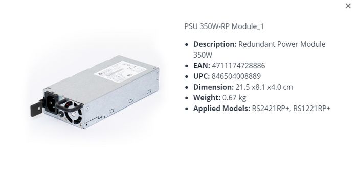 Synology PSU 350W-RP MODULE_1 350 W