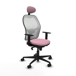 PIQUERAS Y CRESPO Silla de oficina Jorquera Rosa y Blanco con Mecanismo Sincro