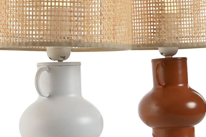 DKD Home Decor Lámpara de Sobremesa de Metal y Bambú (Pack de 2)