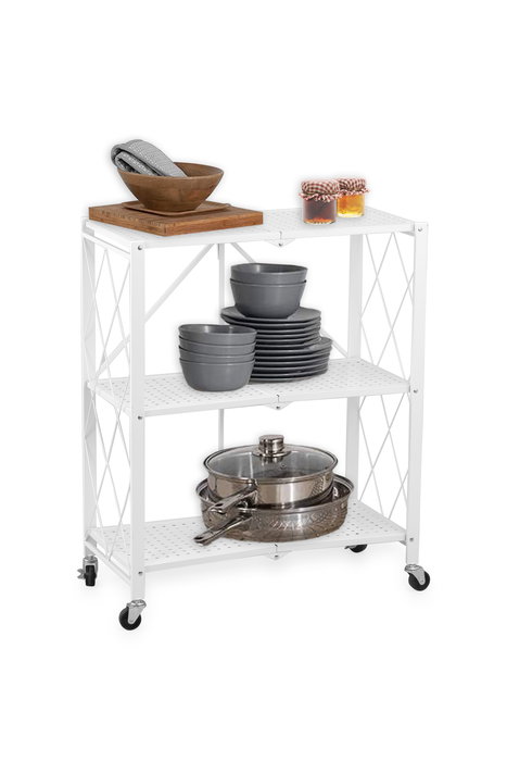 Confortime Estantería Plegable con 3 Niveles, Blanco, 71 cm Ancho x 34 cm Profundo x 86 cm Alto