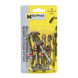 WOLFPACK LINEA PROFESIONAL Anclaje Metálico Gancho 10x 70/12 mm (2 Piezas)
