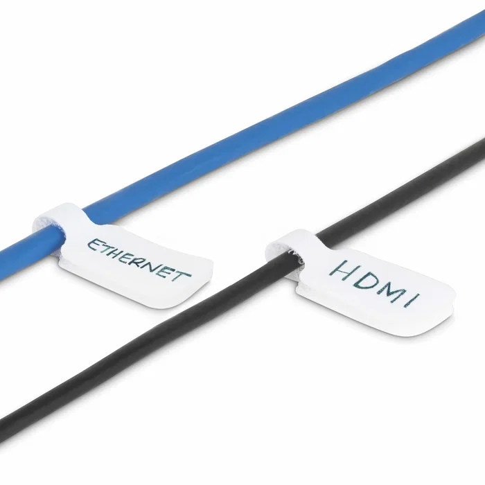 StarTech.com CABLE-TAG-HLWH Etiquetas Organizadoras de Cables - 100 Unidades Blancas con Cierre Gancho a Gancho para Marcado y Gestión de Cableado Universal