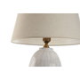 DKD Home Decor Lámpara de Sobremesa de Porcelana y Algodón Blanca