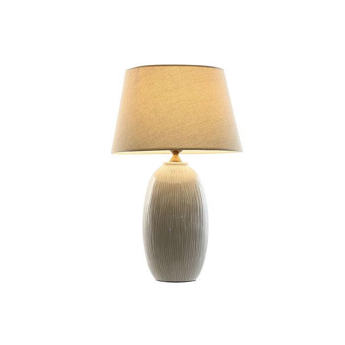DKD Home Decor Lámpara de Sobremesa de Porcelana y Algodón Blanca DKD Home Decor Lámpara de Sobremesa de Porcelana y Algodón Blanca