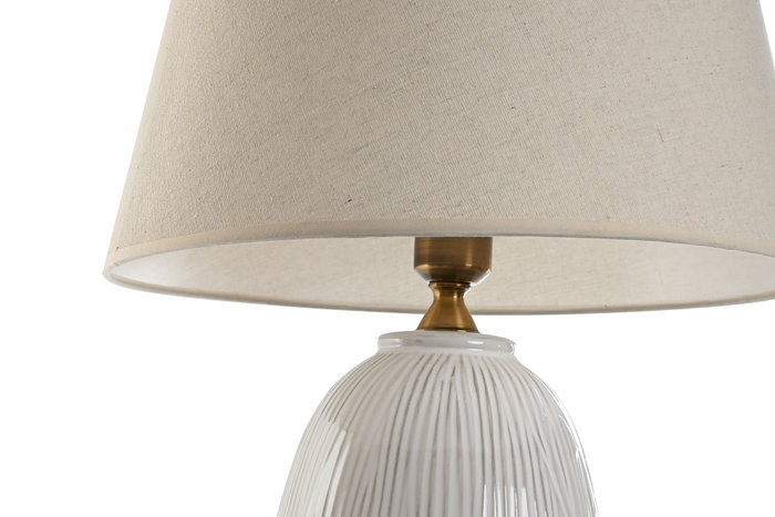 DKD Home Decor Lámpara de Sobremesa de Porcelana y Algodón Blanca DKD Home Decor Lámpara de Sobremesa de Porcelana y Algodón Blanca