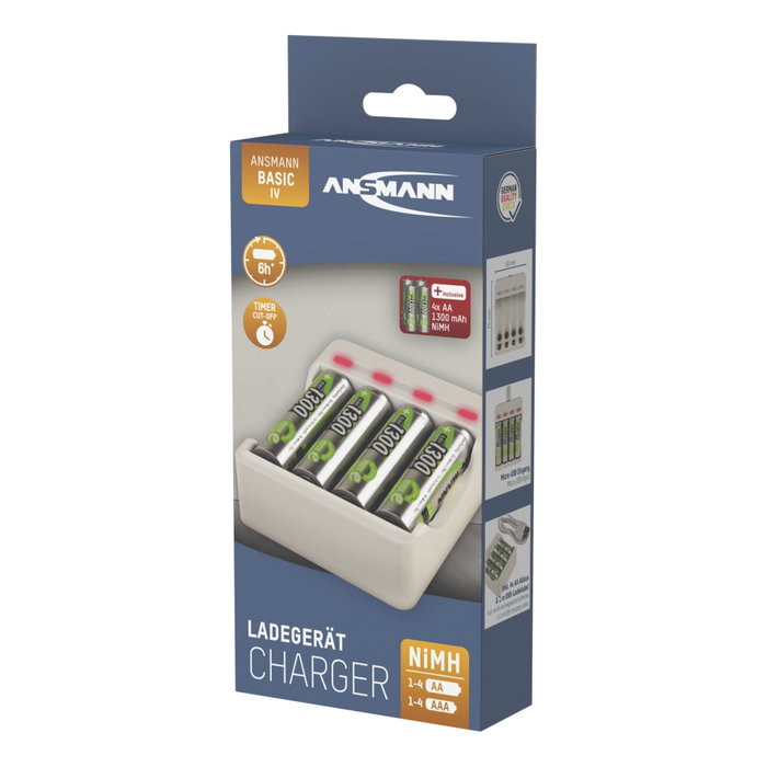 Ansmann Charger Basic IV con 4 baterías AA 1300mAh