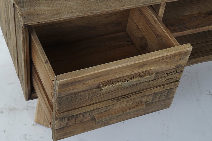 DKD Home Decor Mueble TV Natural Madera Reciclada Pino 130x48x40 cm