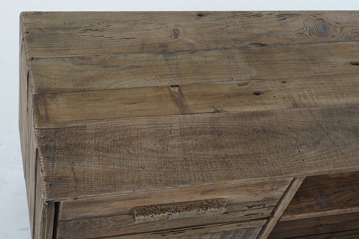 DKD Home Decor Mueble TV Natural Madera Reciclada Pino 130x48x40 cm