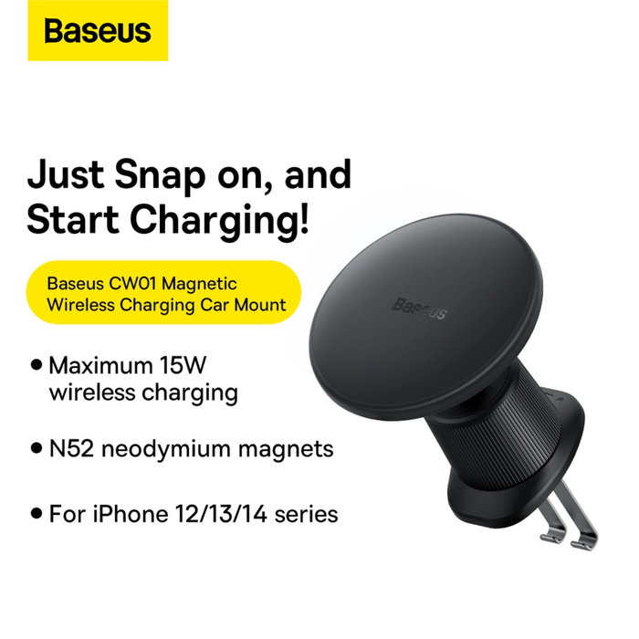 Baseus CW01 Cargador Inalámbrico Magnético para Coche de 15 W Negro