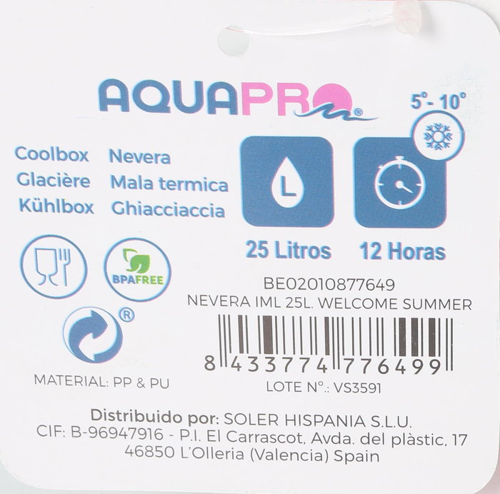 Aquapro Nevera 25L Welcome Summer (2 Unidades)