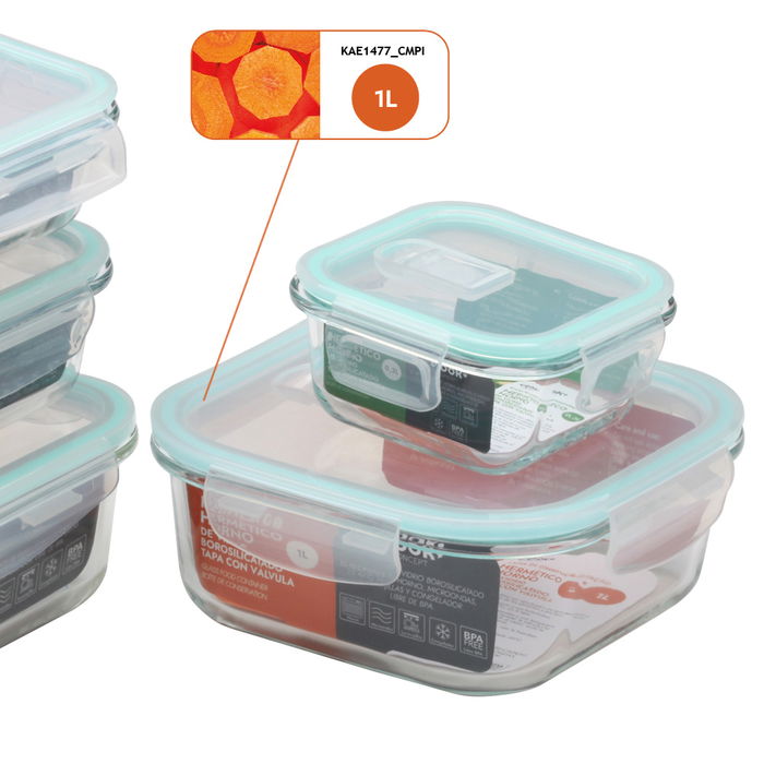 Cook Concept Hermético Horno 1 L Vidrio Borosilicatado Apto Horno Microondas Congelador Lavavajillas Cook Concept Hermético Horno 1 L Vidrio Borosilicatado Apto Horno Microondas Congelador Lavavajillas