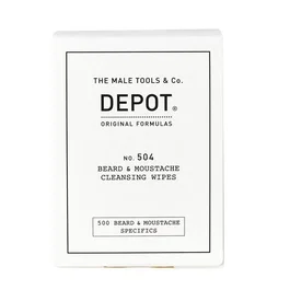 Depot Conjunto de Cuidado para Barba y Bigote con Tijeras No. 504 y 12 Toallitas Limpiadoras