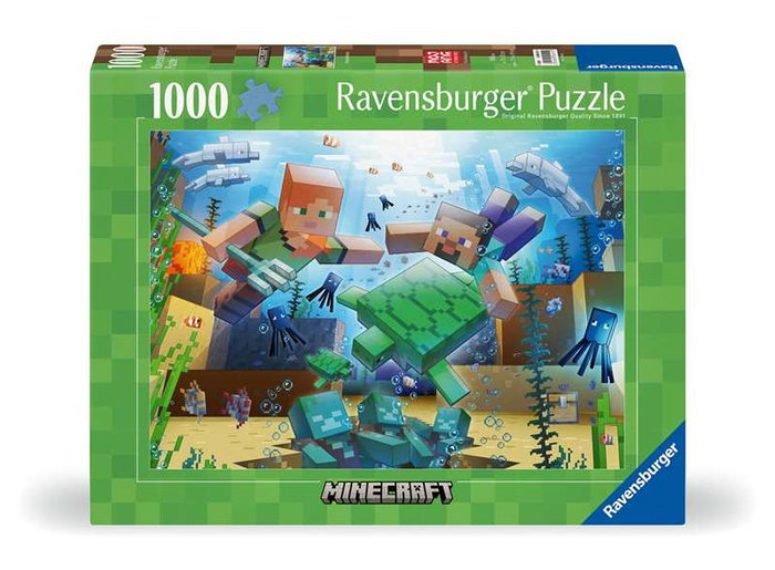 Ravensburger Puzzle 1000 Piezas Minecraft - Recomendado +10 Años - Idioma Español, Inglés, Francés, Alemán, Italiano, Neerlandés, Portugués, Polaco