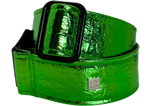 GETM Correa Guitarra Bajo Distressed Vernice Green Polipiel Nailon Piel Ajustable hasta 165cm