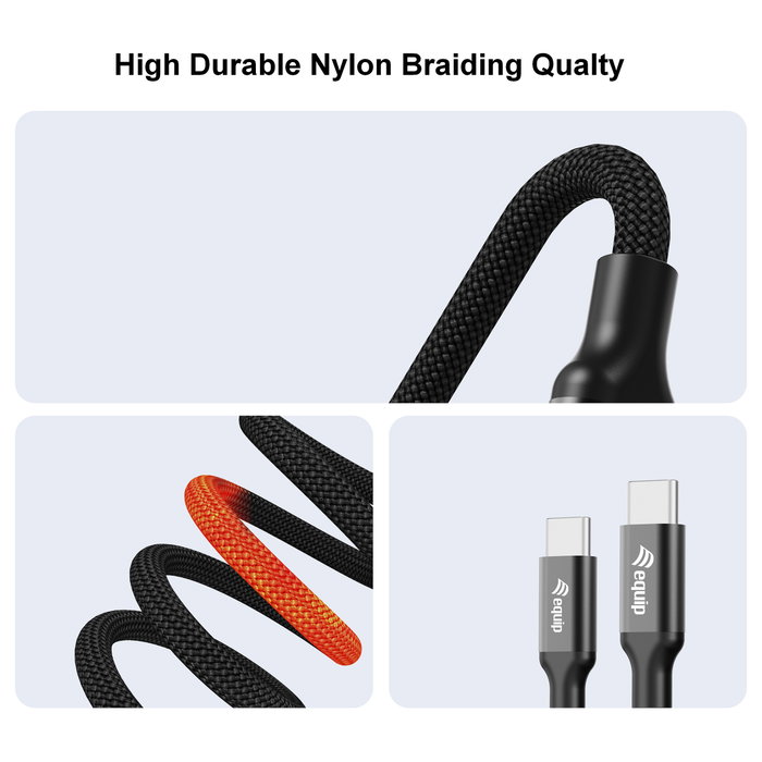 EQUIP Equip Kabel 128895 Y-Cable USB-C 4.0 a Doble USB-C 140W PD Negro, Algodón, Carga Rápida, 1.5 m EQUIP Equip Kabel 128895 Y-Cable USB-C 4.0 a Doble USB-C 140W PD Negro, Algodón, Carga Rápida, 1.5 m