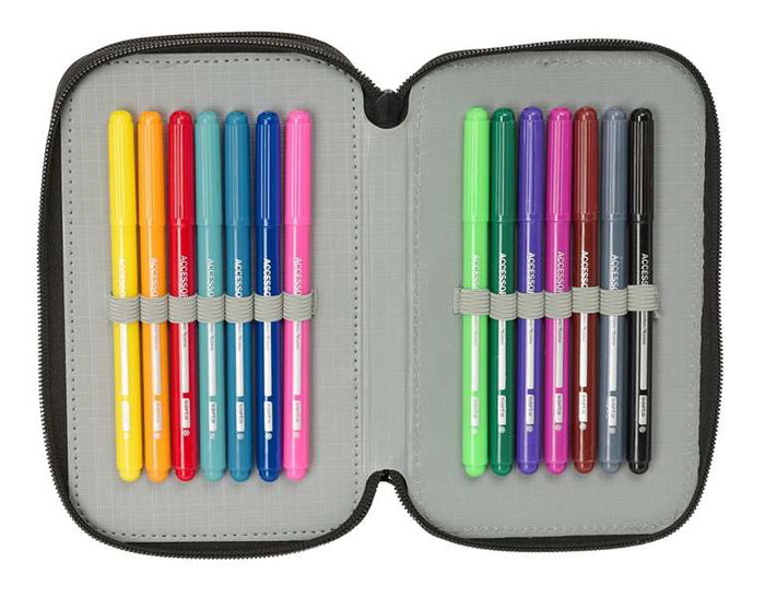 Plumier Triple Safta Urban style Azul Gris 12,5 x 19,5 x 5,5 cm 37 Piezas