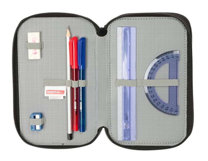 Plumier Triple Safta Urban style Azul Gris 12,5 x 19,5 x 5,5 cm 37 Piezas
