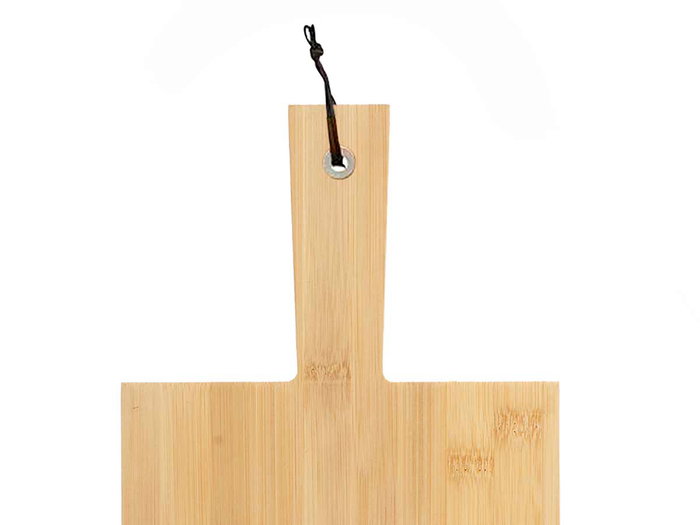 Kinvara Set 3 Tablas de Corte Asa Bambú con Detalles en Metal y Cuerda, Tabla Principal 40 x 4 x 18.5 cm, Otras Tablas 33 x 16.7 cm y 28.5 x 14.5 cm (Set de 12)