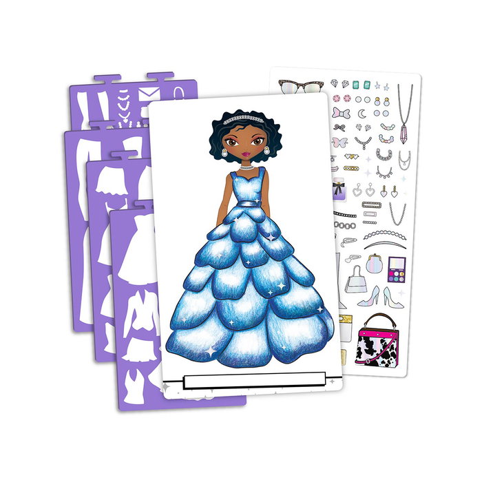 Crayola Álbum Glam Fashion 04-1273 para Diseñadoras de Moda con Plantillas y Pegatinas, +8 Años