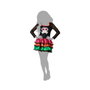 Disfraz Vestido Negro Estampado Calavera para Mujer Adulto XXL
