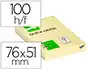 Q-connect Bloc de notas adhesivas quita y pon 51x76 mm, Amarillo, 100 hojas