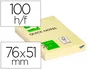 Q-connect Bloc de notas adhesivas quita y pon 51x76 mm, Amarillo, 100 hojas