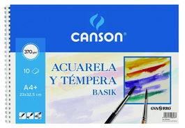 Canson Bloc Acuarela Y Témpera Basik Espiral 10 Hojas 370 gr 23x32,5 cm (Set de 10)