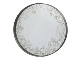 DKD Home Decor Espejo de Aluminio y Cristal 60x60 Flores Oro Viejo