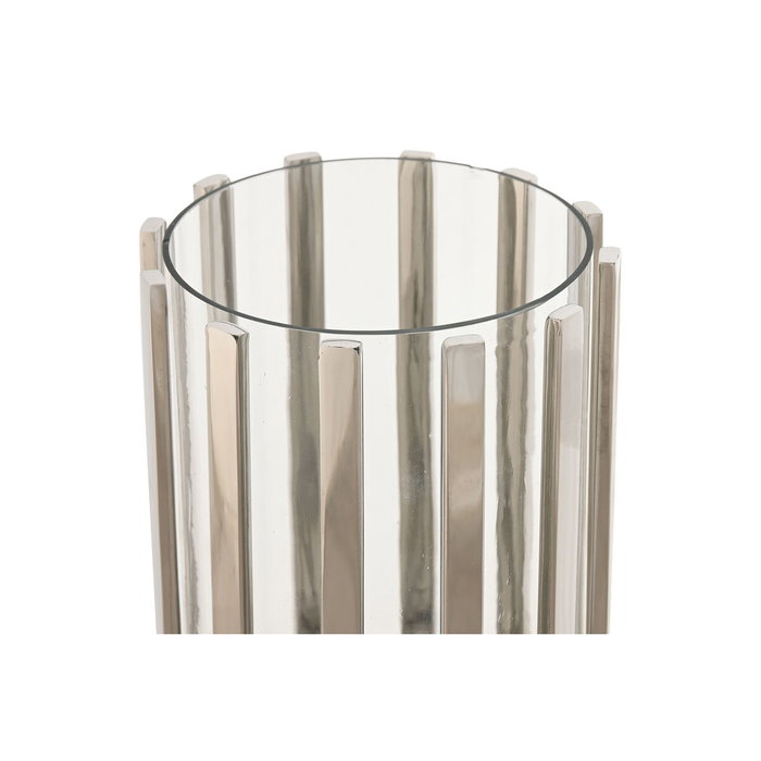DKD Home Decor Portavela de Acero y Cristal Cromado Plateado