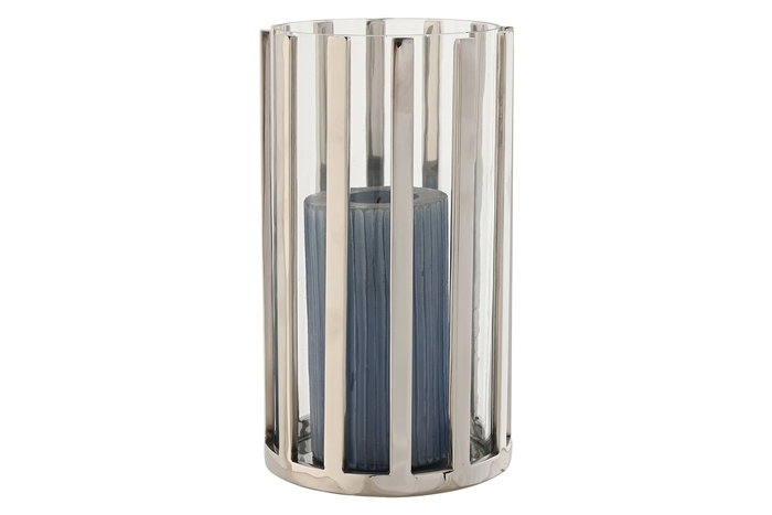 DKD Home Decor Portavelas Moderno Plateado Acero y Cristal 12x12x20 cm DKD Home Decor Portavelas Moderno Plateado Acero y Cristal 12x12x20 cm