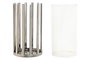 DKD Home Decor Portavelas Moderno Plateado Acero y Cristal 12x12x20 cm