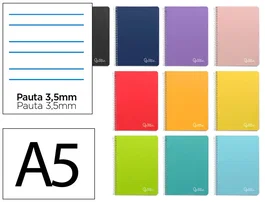 Liderpapel Cuaderno Espiral A5 Witty Tapa Dura 80 Hojas Rayado Montessori 3,5 mm - Colores Surtidos