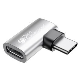 GoodConnections USB 4.0 Gen 3x2 Adapter USB-C Angular ST-BU Alcasa AD400 Hembra 8K 60Hz 40 Gbit/s Plata Aluminio
