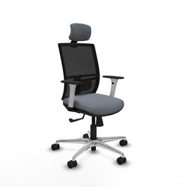PIQUERAS Y CRESPO Silla de oficina Yunquera con mecanismo Sincro, Gris y Negro