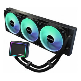 ASRock Kit de refrigeración líquida Challenger 360 Digital con pantalla LED 3", 3 ventiladores PWM de 120 mm, compatible AM4/AM5/LGA1700/LGA1851, color negro, iluminación RGB