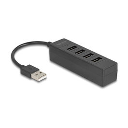 DeLOCK Hub USB 2.0 con 4 puertos Tipo-A negro 64334