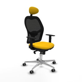 PIQUERAS Y CRESPO Silla de oficina Jorquera con mecanismo Sincro, Tela Amarillo y Malla Negro