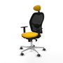 PIQUERAS Y CRESPO Silla de oficina Jorquera con mecanismo Sincro, Tela Amarillo y Malla Negro