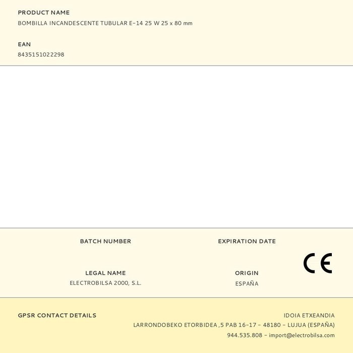 Fbright Bombilla Incandescente Tubular Clara E14 25W 25 x 80 mm Fbright Bombilla Incandescente Tubular Clara E14 25W 25 x 80 mm