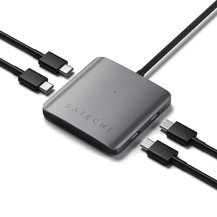 Satechi Hub USB-C de 4 Puertos con Power Delivery 100W y 10 Gbps, Gris