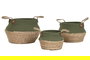 DKD Home Decor Cesta Verde Natural Fibra Algodon Set de 3 Piezas 41 x 37 x 41 cm