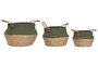 DKD Home Decor Set de 3 Cestas de Fibra y Algodón Verde y Natural