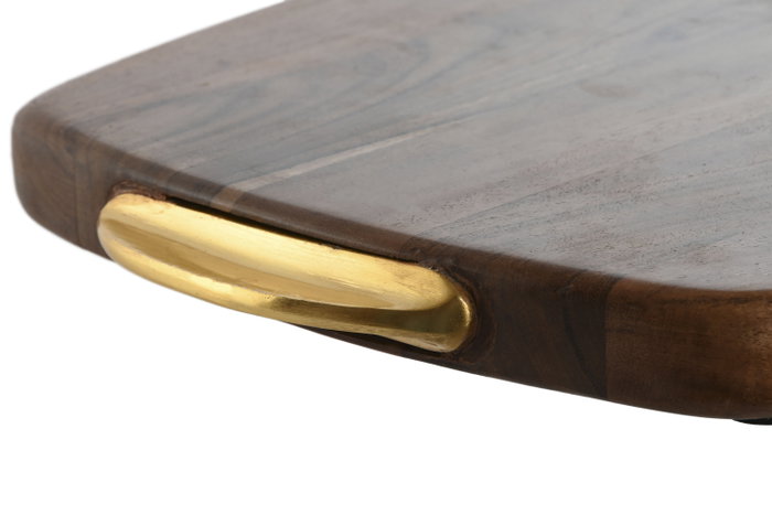 DKD Home Decor Tabla de Cortar Acacia e Inox Natural y Dorado DKD Home Decor Tabla de Cortar Acacia e Inox Natural y Dorado