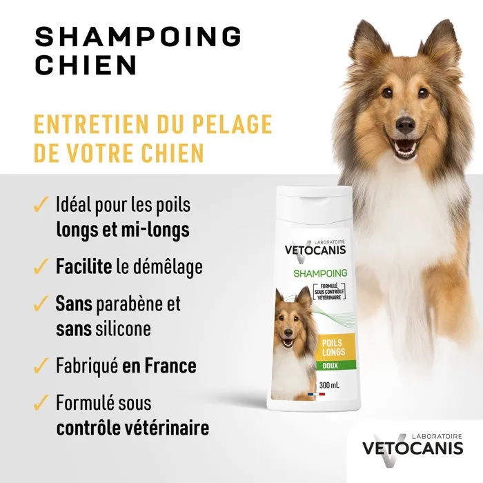 Vetocanis Champú Pelo Largo para Perros con Acondicionador Antiestático para un Brillo Sedoso Vetocanis Champú Pelo Largo para Perros con Acondicionador Antiestático para un Brillo Sedoso