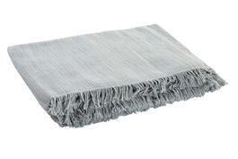 DKD Home Decor Mantel 200 x 0.1 x 150 cm (2 Unidades) Gris Claro Blanco Algodón Reciclado Poliéster Reciclado Flecos