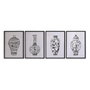 DKD Home Decor Cuadro de Cristal Abeto y Jarrón, Surtido de 4 Piezas, Negro y Blanco