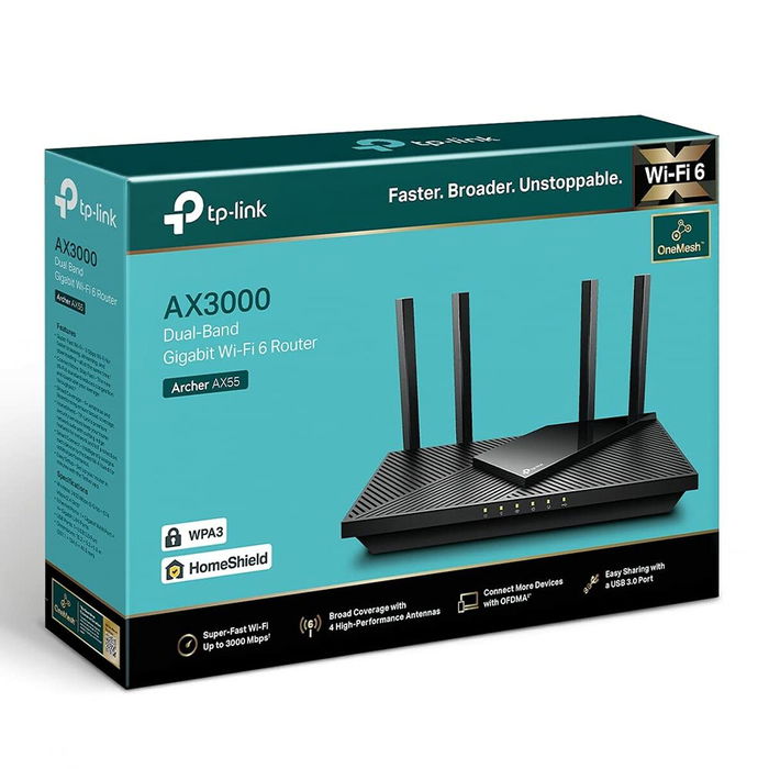 TP-LINK Archer AX55 Router WiFi 6 Dual-Band, Negro