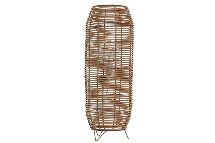 DKD Home Decor Lámpara de Pie Ratán Metal Marrón 23 x 65 x 23 cm
